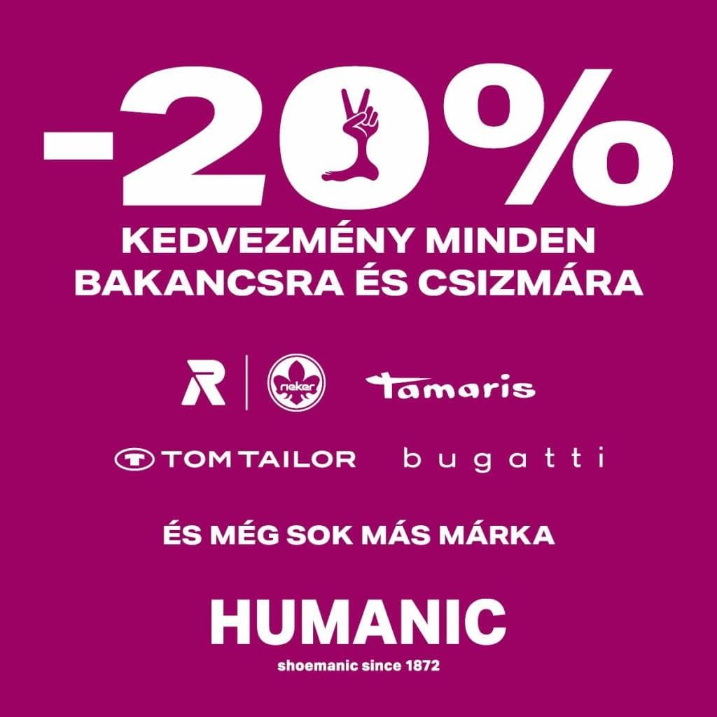 20% kedvezmény minden bakancsra és csizmára